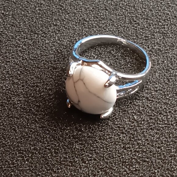 Silver Ring with White Stone - Picture 1 of 1